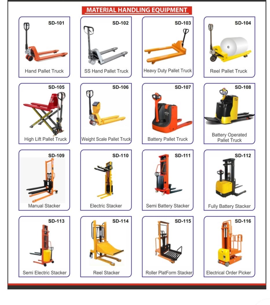 Material handling equipment - pallet trucks, stackers, drum lifters